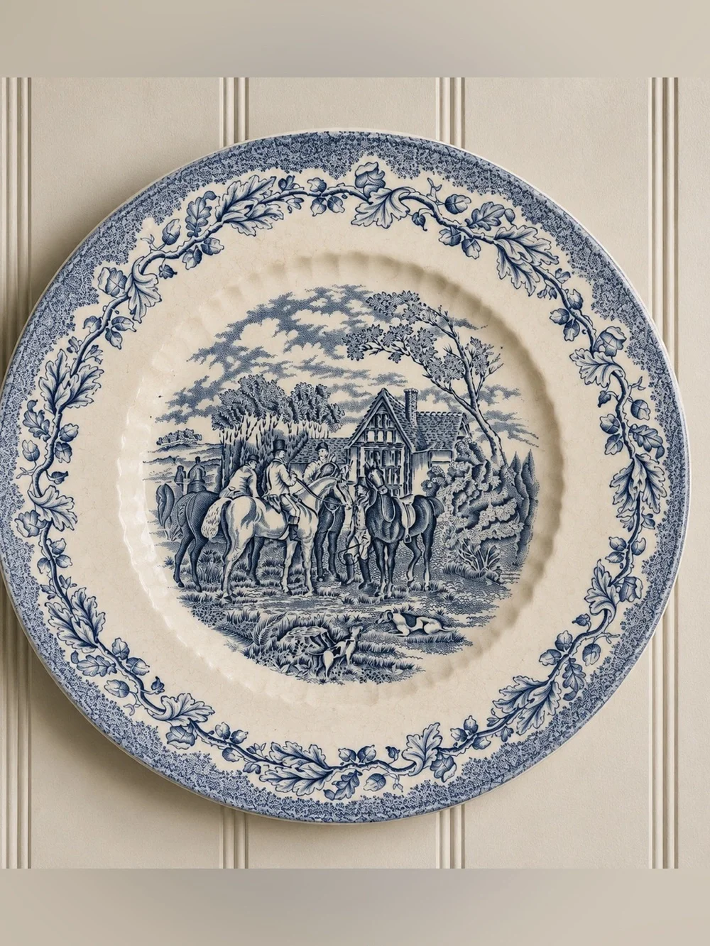 Royal Wessex Blue White Transferware 10” Plate Wall | Fox Hunt English Cottage